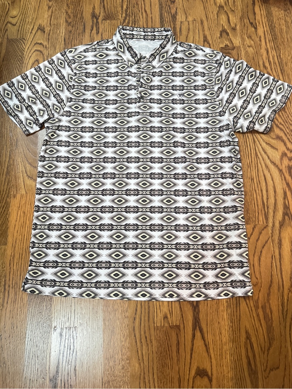 Ariat Men's Short-Sleeve Polo with Black & White Geometric Print